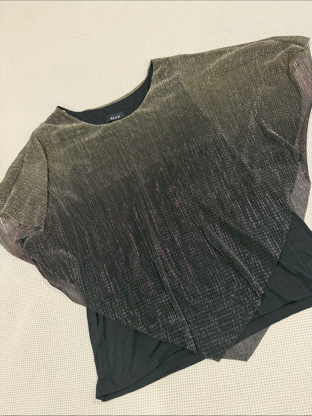 ALYX Metallic Sheer Black Short-Sleeve Overlay Top
